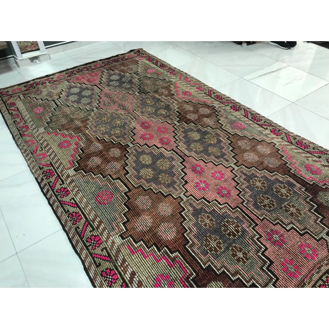 Brown 1960s Vintage Turkish Tribal Kilim Rug- 5′9″ × 10′2″ For Sale - Image 8 of 11
