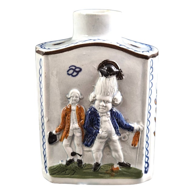 Scottish Pearlware Macaroni Tea Canister by George Gordon, 1790s For Sale