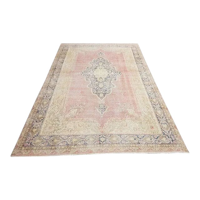 1960s Oversize Madalion Vintage Area Rug For Sale