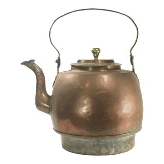 18th Century Georgian Hearth Copper Water Kettle, Hand-Forged. Monumental Piece of History With Tyco For Sale