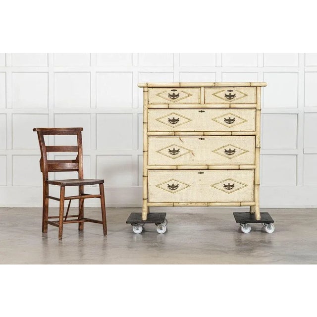 19th Century English Painted Bamboo Chest of Drawers, 1890s For Sale - Image 6 of 16