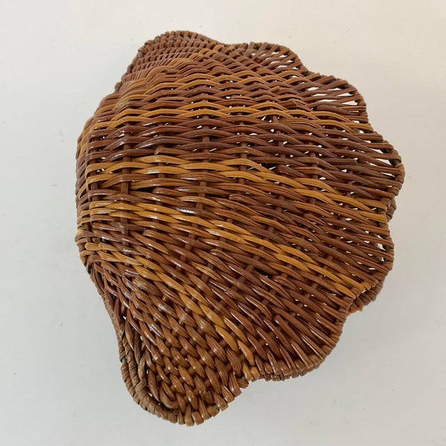 Vintage Coastal Trompe L’Oeil Wicker Clam Shell Basket. Chairish