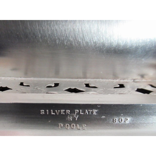 Vintage C.1970's Poole Silversmith Co., Silver-Plate Platform Reticulated Celtic Design Coved Serving Side Dish Platter For Sale - Image 11 of 13