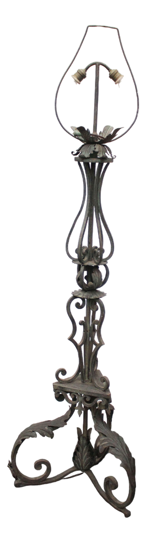 Antique Wrought Iron Floor Lamp, 1890s