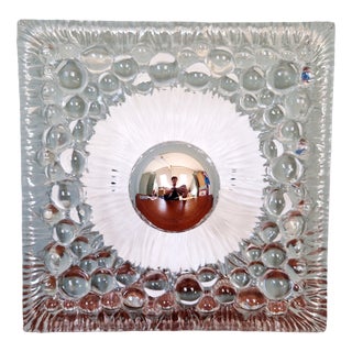 Space Age Wall Sconce in Clear Pressed Molded Glass, 1970s For Sale