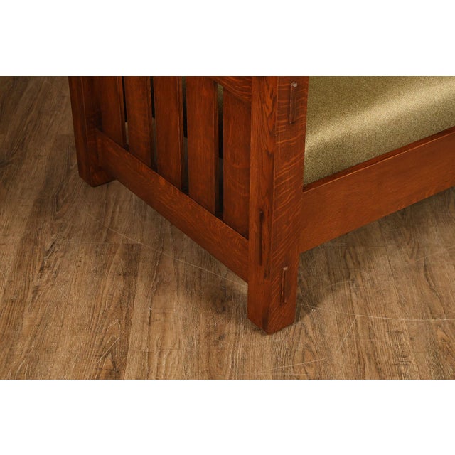 Custom Quality Mission Style Oak Settle Sofa For Sale - Image 11 of 18