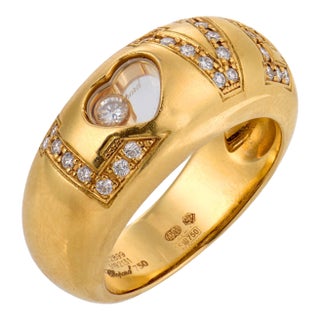 Chopard Vintage Diamond 18k Yellow Gold Love Ring, Size 6.5 For Sale