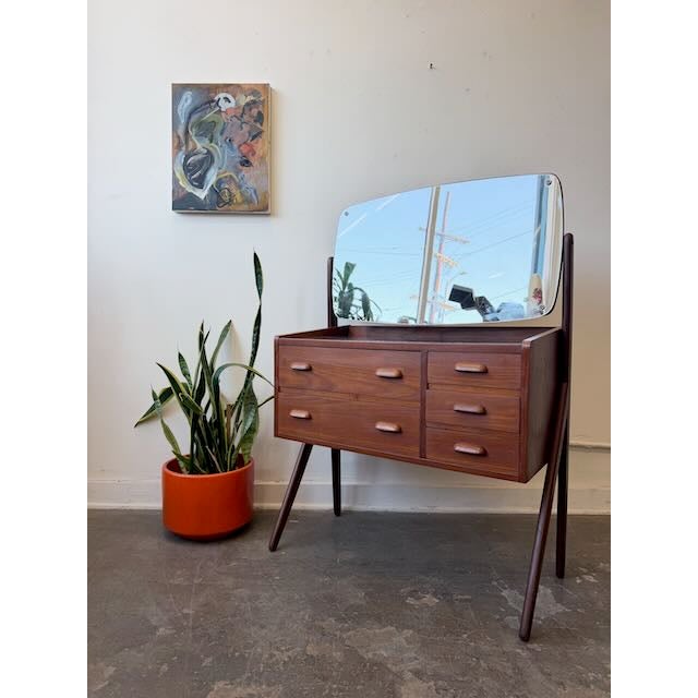 1960's Danish Modern Teak Compact Vanity & Mirror For Sale - Image 11 of 11