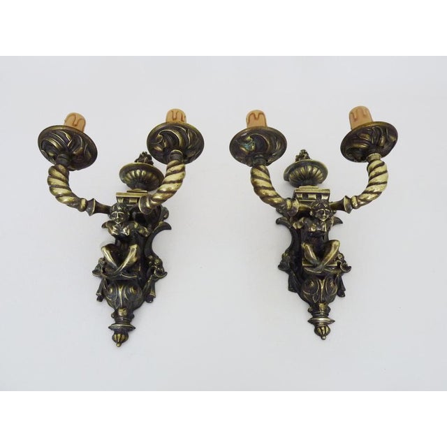 Napoleon III Wall Lights in Bronze, Set of 2 For Sale - Image 5 of 9