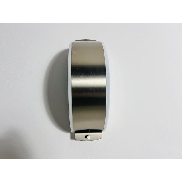 Chrome and Opaline Glass Wall Lamps attributed to Glashütte Limburg, 1960s, Set of 2 For Sale - Image 12 of 16