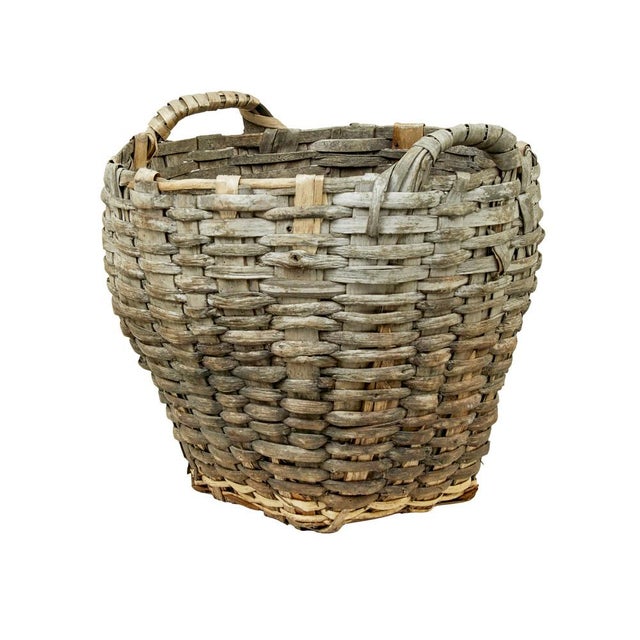 Brown Large Handwoven Pine Basket, 1880 For Sale - Image 8 of 8