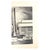 This vintage black-and-white lithograph features a detailed industrial architectural scene composed of a tall cylindrical...