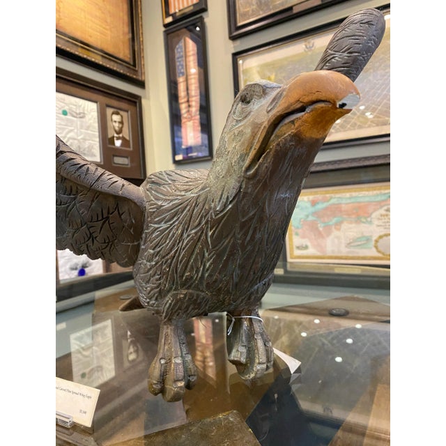 Wood Carved Spread Wing Eagle Sculpture, Early 20th Century For Sale - Image 7 of 8