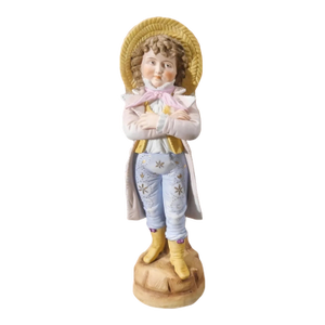 Early 20th Century German Rudolstadt Bisque Porcelain Victorian Boy Statuette