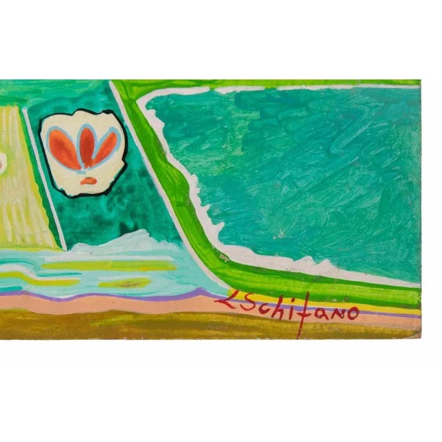 Contemporary Luciano Schifano, Cultivated Fields, Oil Painting, 1987 For Sale - Image 3 of 5