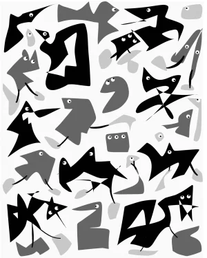 11x14 Mars Series "Estate Sale" Abstract Alien Figures Print on Canvas