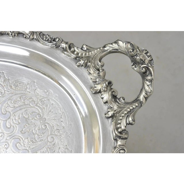 Vintage Baroque by Wallace Oval Silver Plated Victorian Serving Platter Tray For Sale In Philadelphia - Image 6 of 11