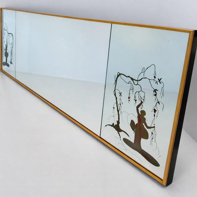 Osvaldo Borsani Art Deco Mirror attributed to Osvaldo Borsani, Italy, 1940s For Sale - Image 4 of 11