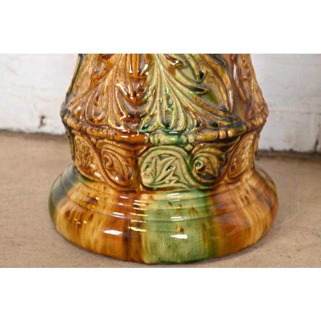 Roseville Pottery Glazed Ceramic Jardiniere With Pedestal Stand, Circa 1940s For Sale - Image 9 of 12