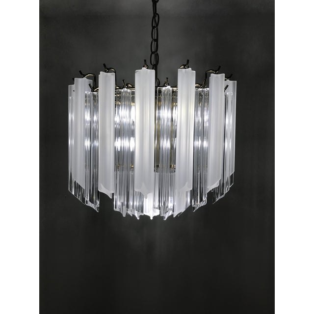 Mid-Century Frosted & Clear Two Tier Lucite Chandelier For Sale In Naples, FL - Image 6 of 6