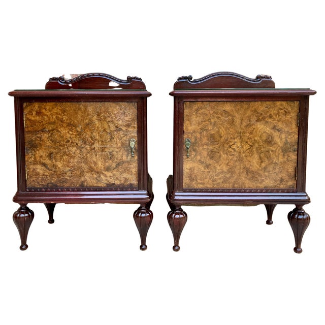 Mid 20th Century Spanish Nightstands in Wood Set of 2 For Sale - Image 15 of 18