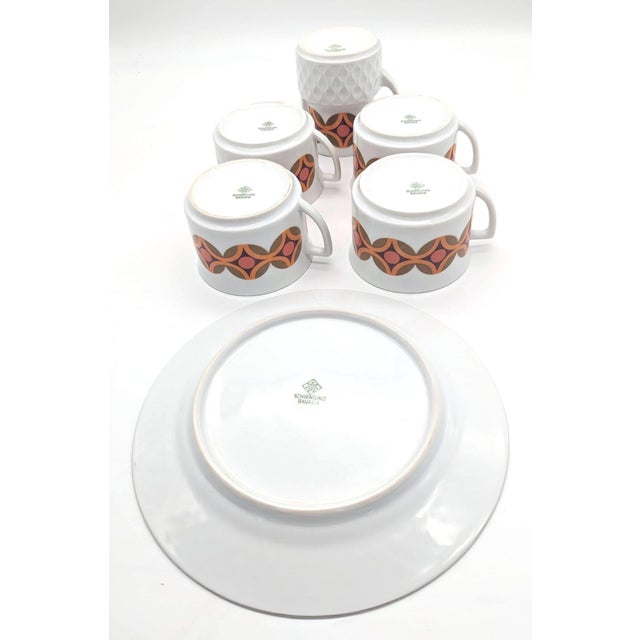 Mid 20th Century Schirnding Bavaria Bone China Tea Cups, Creamer and Dessert Plate, 6 Pieces For Sale In Miami - Image 6 of 10