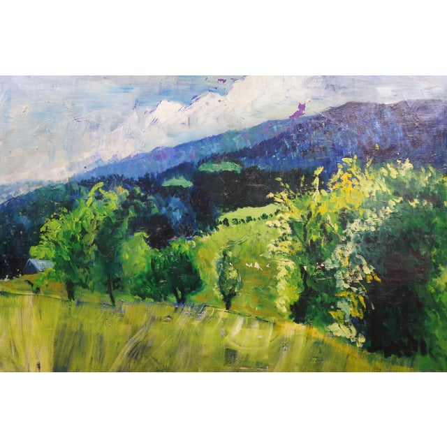 1963 Miss Lititia Thompson Blue Ridge Mountains Oil Painting 48" For Sale - Image 6 of 14