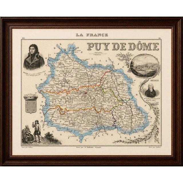 Original antique map of the French department of Puy-de-Dôme, published in Paris around 1850 by the distinguished French...