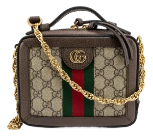 Gucci Ophidia Gg Supreme Canvas & Leather Gold Hardware Top Handle Bag