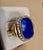 8.5 Ct Emerald cut Natural Lapis Lazuli + Diamond Ring 14 Kt Yellow Gold, 5.5 S For Sale - Image 10 of 18