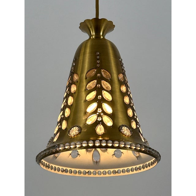 Mid-Century Pendant Lamp in Brass and Crystal by Oswald Haerdtl for Lobmeyr, Austria, 1950s For Sale - Image 16 of 18