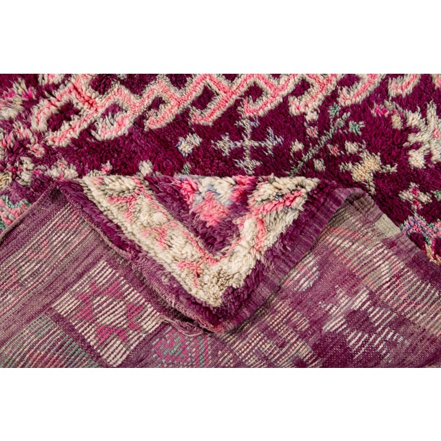Tribal Mid-20th Century Handmade Vintage Purple Tribal Morrocan Wool Rug For Sale - Image 3 of 11