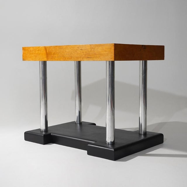 Wood Stools in Birdseye Maple and Chromed Metal, 1930s, Set of 2 For Sale - Image 7 of 17
