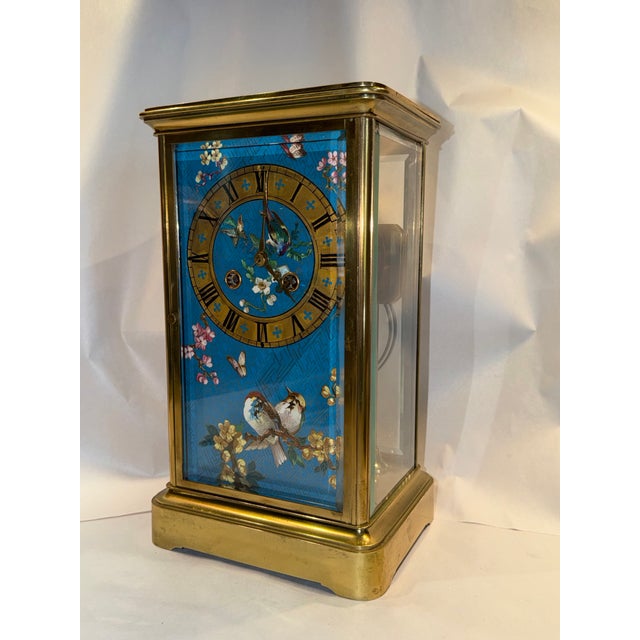 Blue 19th Century French Japonisme Crystal Regulator Mantel Clock, Aesthetic Movement For Sale - Image 8 of 12