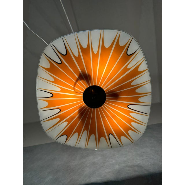 1970s Ceiling Lamp with Orange Radiating Decor from Napako, 1970s For Sale - Image 5 of 10