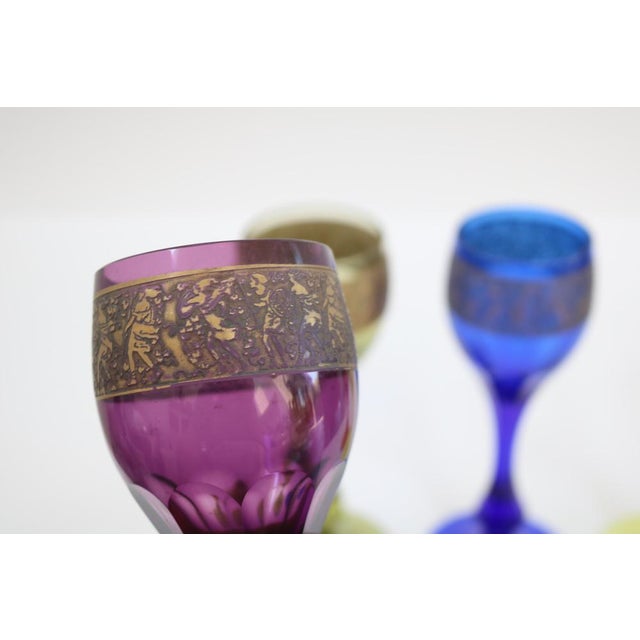 Art Deco Chalices by Ludwig Moser for Karlovy Vary, Former Czechoslovakia, 1920, Set of 5 For Sale - Image 6 of 14