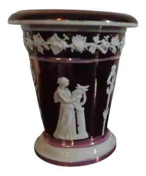1810 English Regency Pink Luster Pearlware Classical Figure Urn Vase