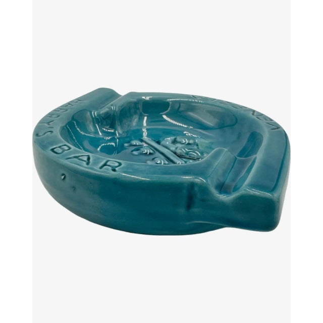 Mid 20th Century Mid 20th Century Vintage Harry's Bar Venice Italy Ashtray Blue Ceramic Dish For Sale - Image 5 of 12