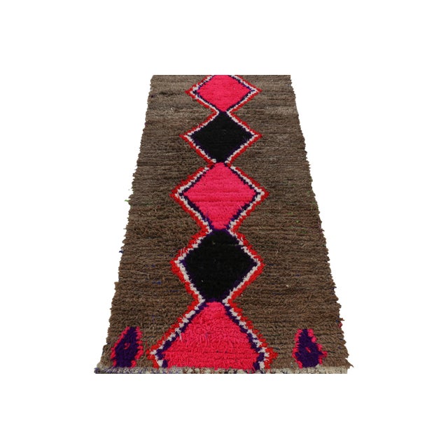 1950s Vintage Moroccan Rug With Polychromatic Diamond Medallion, From Rug & Kilim For Sale - Image 5 of 7