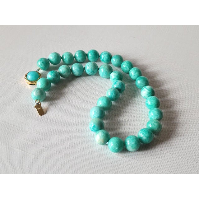 Amazonite Beaded Necklace, 18-Inch, Silver-Gilded Amazonite Clasp For Sale - Image 9 of 10