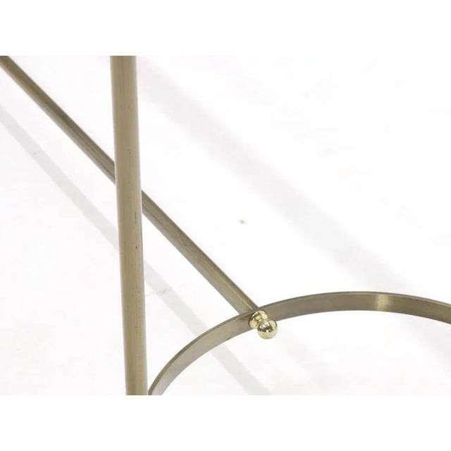 Midcentury Two-Tone Metal Brass and Steel Arch Stretcher Console Sofa Table For Sale - Image 10 of 12