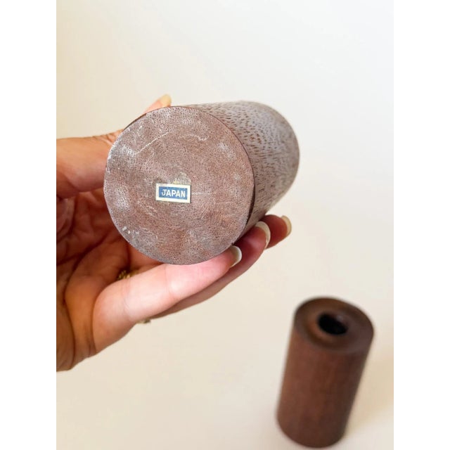 Mid 20th Century Danish Style Wood Cylinder Candle Holders For Sale - Image 4 of 5