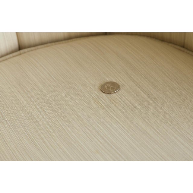 Pair, Rolling Cream Tufted Barrel Back Club Chairs on Brass Casters, 1970's For Sale In Salt Lake City - Image 6 of 8