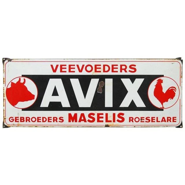 Antique Dutch Metal Farm Animal Feed Sign For Sale - Image 11 of 11