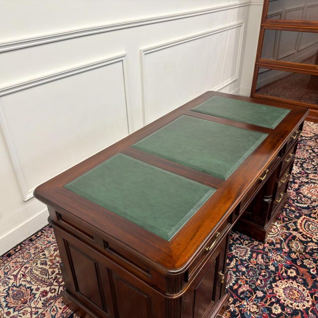 English Classic Desk with Green Leather For Sale - Image 16 of 18
