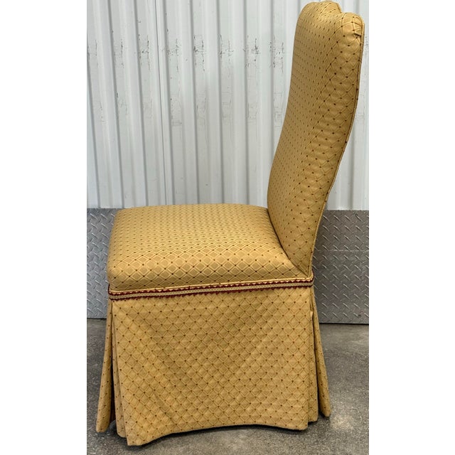 Custom Upholstered Skirted Parsons Chairs - Set of 4 For Sale - Image 4 of 9