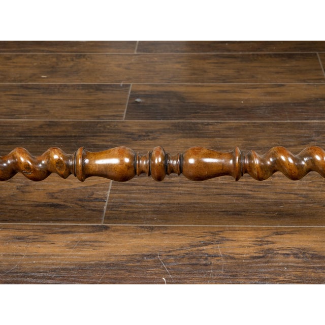 Brown English 1860s Mahogany Table with Barley Twist Base and Petite Casters For Sale - Image 8 of 12