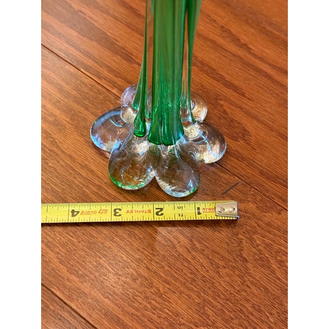 Green Exquisite Vintage Twist Stem French Vase Art Glass Flower Sleeve Circa 1950's For Sale - Image 8 of 12