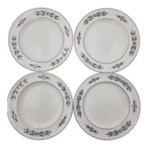 Set of 4 Royal Crown Derby Tiffany Co. Blue Gold Dinner & Bread Plates A537