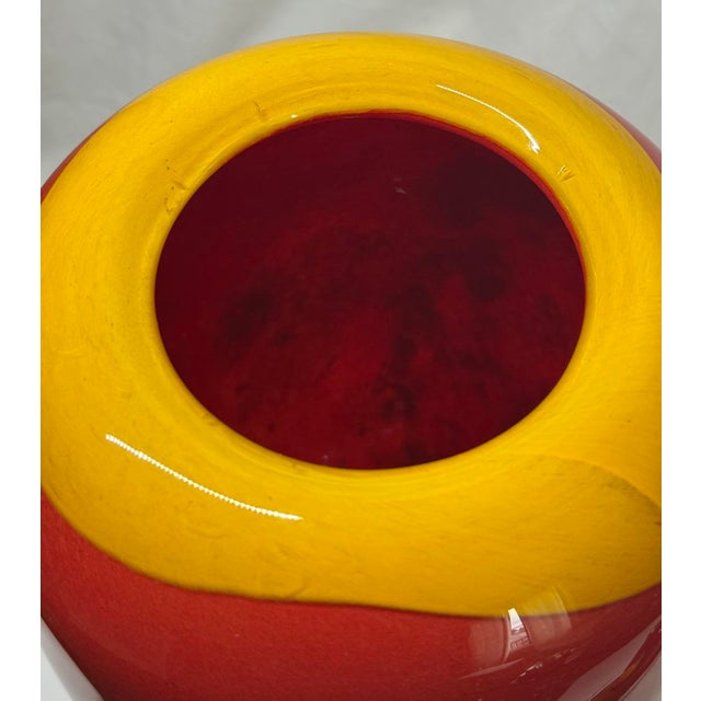 Postmodern Multicolor Art Glass Jar Vase Loop & Ball Finial Lid For Sale - Image 9 of 12